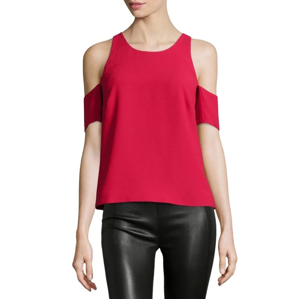 NWT ELIZABETH AND JAMES Emmett Cold Shoulder Crepe Top